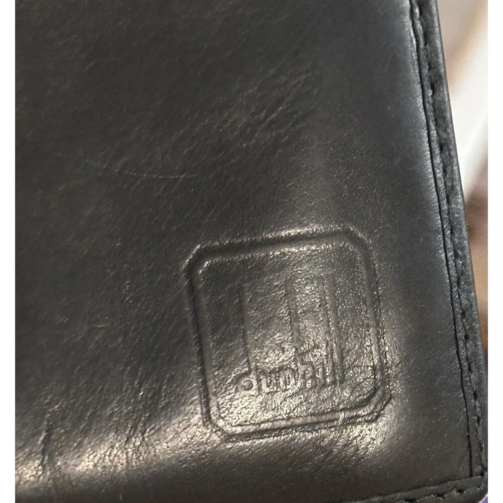Authentic Dunhill Black Smooth Leather Long Wallet with Original Box & Cards